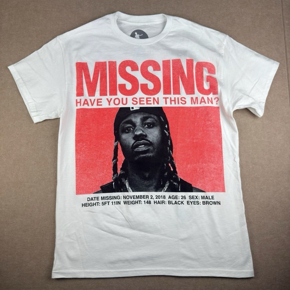 Metro Boomin Shirt Mens M‎ White Missing Graphic Rap Tee 5 Year Anniversary - Picture 1 of 9